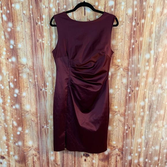 The Limited Bordeaux Sheath Dress Size 10 Draped Front V in Back Burgundy - Picture 2 of 10